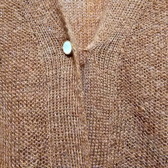 Brown Loose Knit Cardigan Sweater With Button Front & Balloon Sleeves By Cmoi - Picture 3 of 8